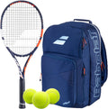 Babolat Boost Drive Strung Tennis Racquet (Blue) - Add an Optional Bag, Tennis Balls and Overgrips