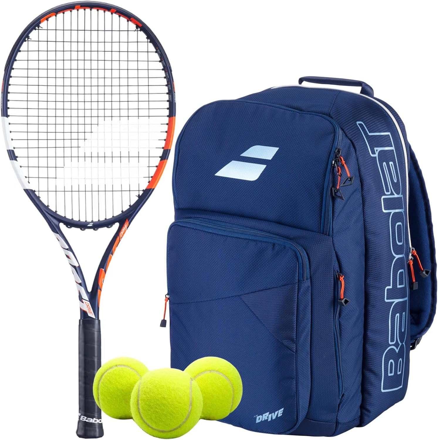 Babolat Boost Drive Strung Tennis Racquet (Blue) - Add an Optional Bag, Tennis Balls and Overgrips