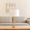 Sagebrook Home Set of 2 Gold Table Lamps with Linen Fabric Shades – Modern Metal Bedside Lamps for Bedroom, Living Room, Office, and Home Decor, 28 Inches
