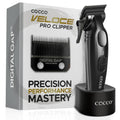 Cocco Veloce Pro Clipper, Digital Gap Ambassador Graphene Taper Blade Professional Hair Clippers, High-Torque BLDC Motor, All-Metal, Cordless, Charging Base Included