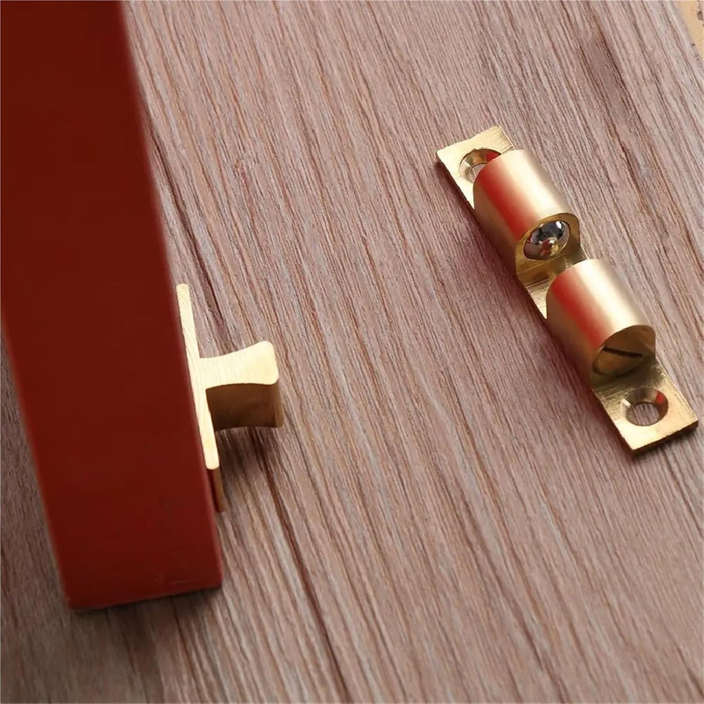 Sliding Door Lock, Door Catch 50pcs Switch Closer Screws Brass Cupboard Lock Buckle Damper Buffer Wardrobe Stopper(60mm)