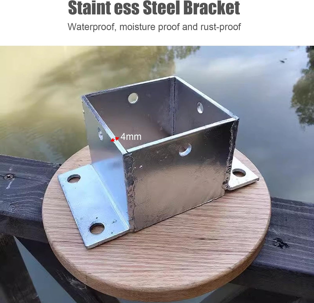 Metal Fence Post Bracket - Outdoor Support for Wood Columns and Mailbox Posts(145x145mm)