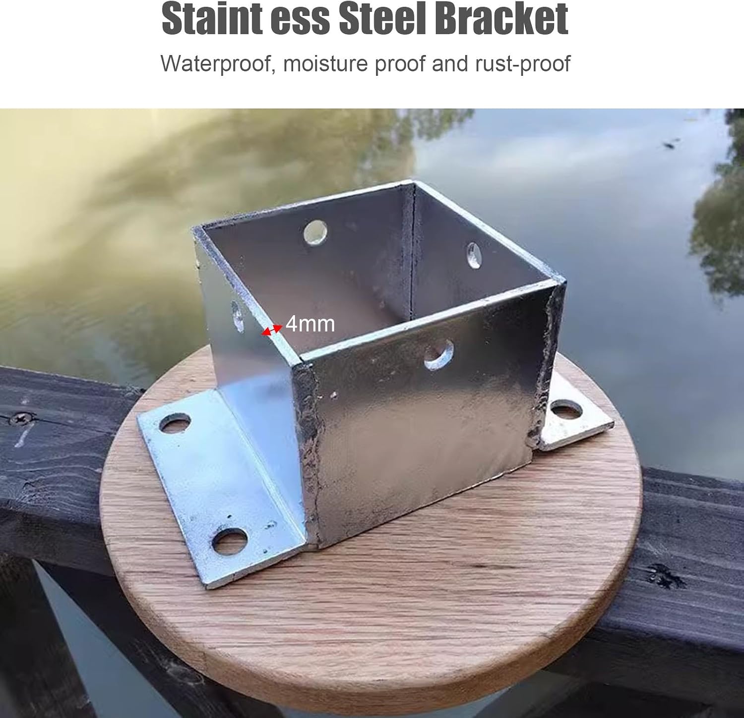 Metal Fence Post Bracket - Outdoor Support for Wood Columns and Mailbox Posts(145x145mm)