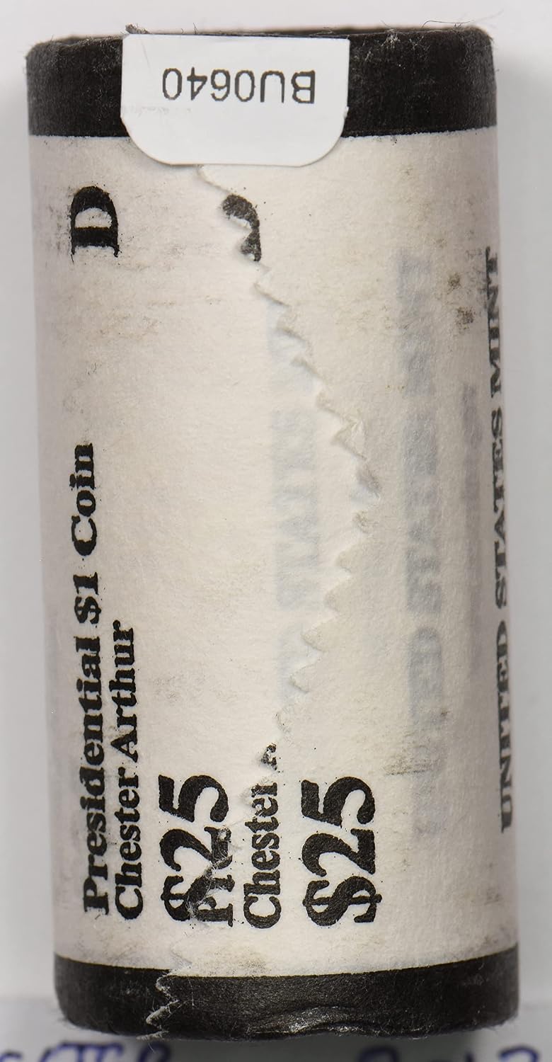 Collectible Coin 2012 D Dollar Roll of 25 Chester Arthur. US mint wrapped BU0640