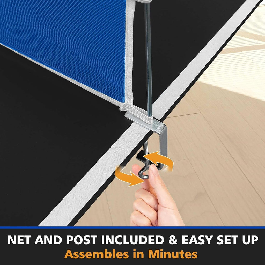 71' Foldable Table Tennis Conversion Top with Net - 12mm MDF Ping Pong Table Top with Pre-Assembled Design - Portable Indoor Game Table with EVA Foam Pads