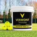 Vermont Training Tennis Balls [60 Balls] | Pressureless Tennis Balls – All Court Surfaces | Tennis Training Equipment | Ball Bucket Included