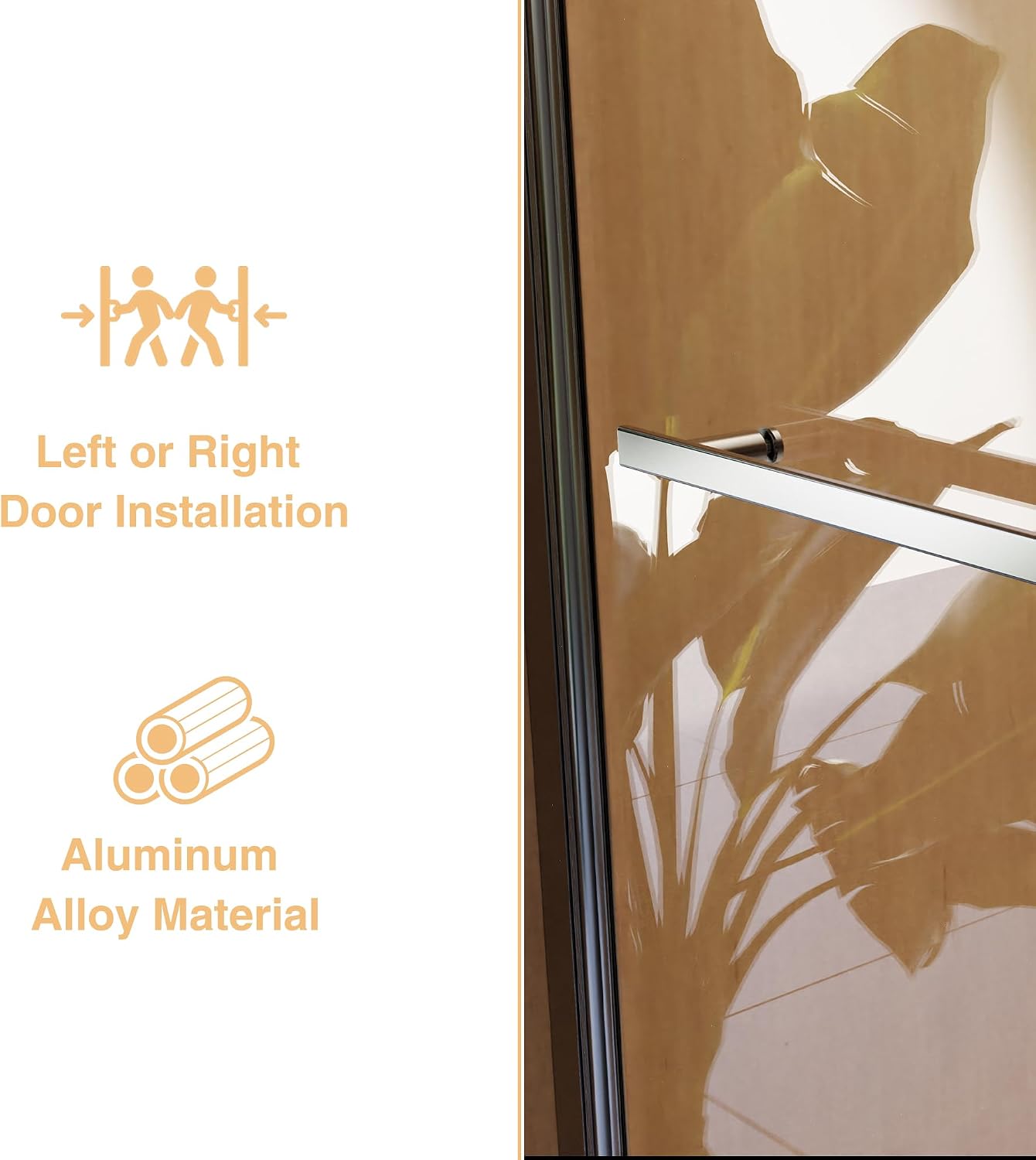 31 * 55 Inch Frameless Shower Door for Bathtub，180 Degree Hinged Pivot, Chrome Finish Bathroom Door，with 1/4' (6mm) SGCC Tempered Glass, Handle and Seal Strip for Waterproof (Black