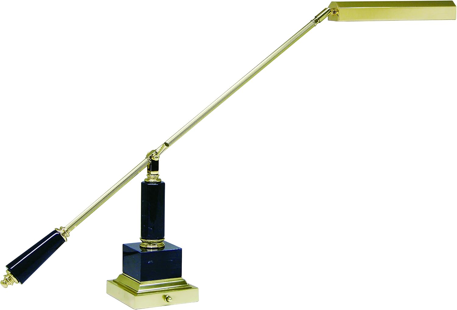 House of Troy PS10-190-M Counter Balance Piano/Desk Lamp, Polished Brass/Black Marble