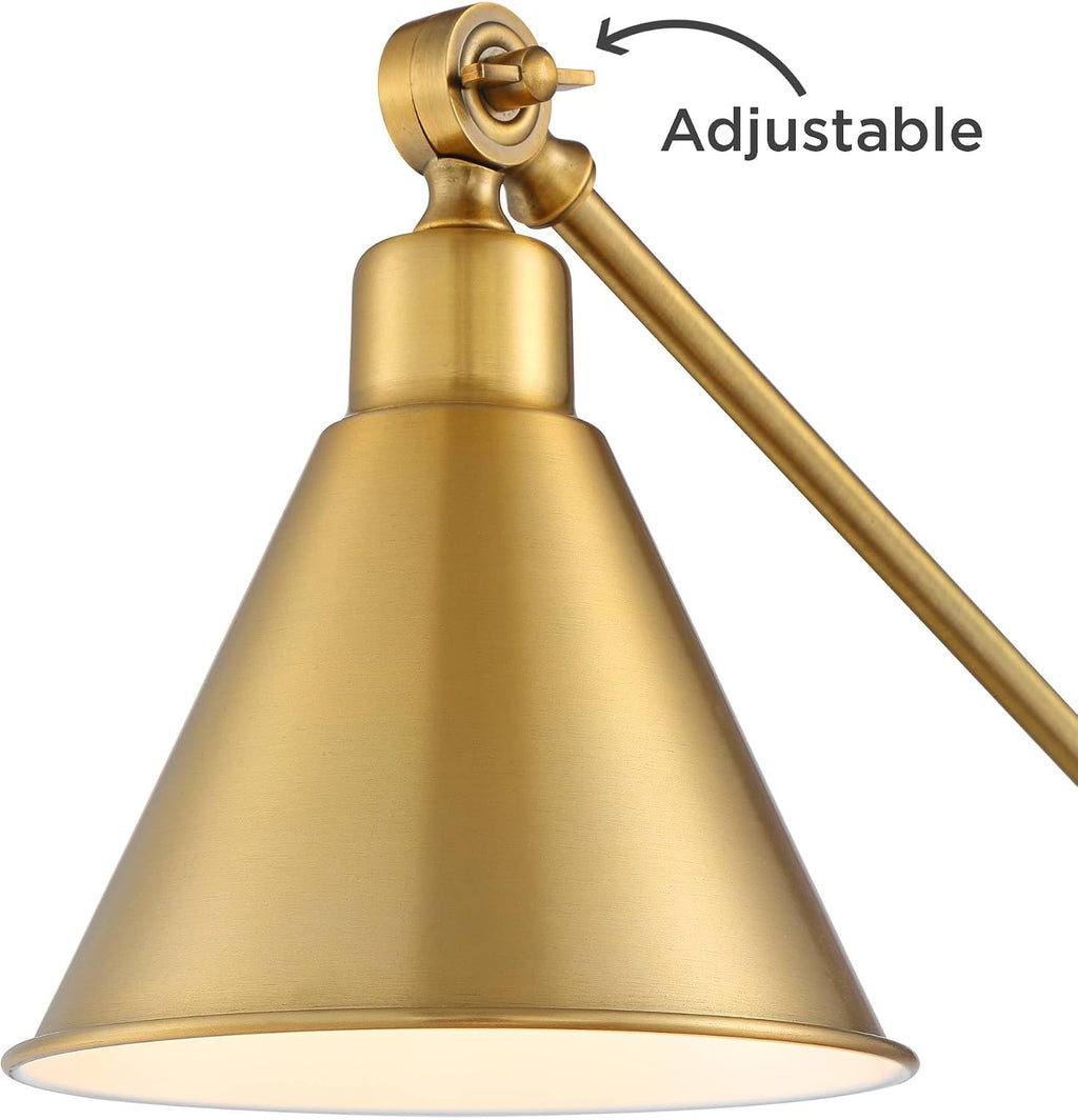 360 Lighting Wray 26 3/4' Tall Modern Desk Lamps Set of 2 USB Port Adjustable Warm Antique Gold Finish Metal Shade Home Office Living Room Charging Bedroom Bedside Nightstand House Reading
