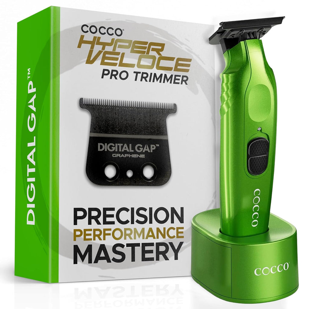 Cocco Hyper Veloce Pro Trimmer, Digital Gap Graphene Blade Edger, High-Torque Brushless BLDC Motor, Cordless, All-Metal Design, Lithium-Ion Battery, Charging Base Included