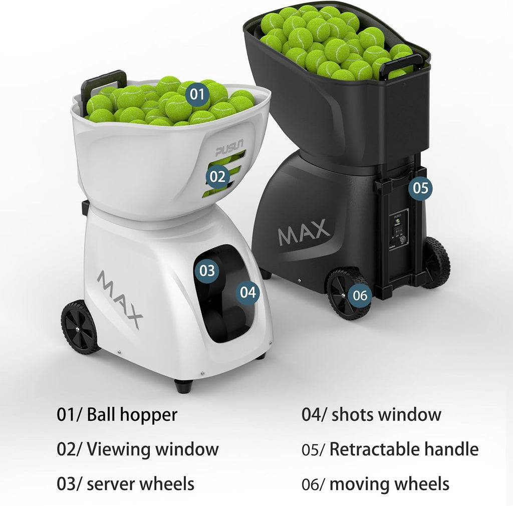 PT-MAX C Professional Smart Tennis Ball Machine | APP Controlled 28-Point Programming | 5-7Hr Ultra Battery | 20-140km/h Variable Speed | 150 Ball Capacity | Portable Training Solution