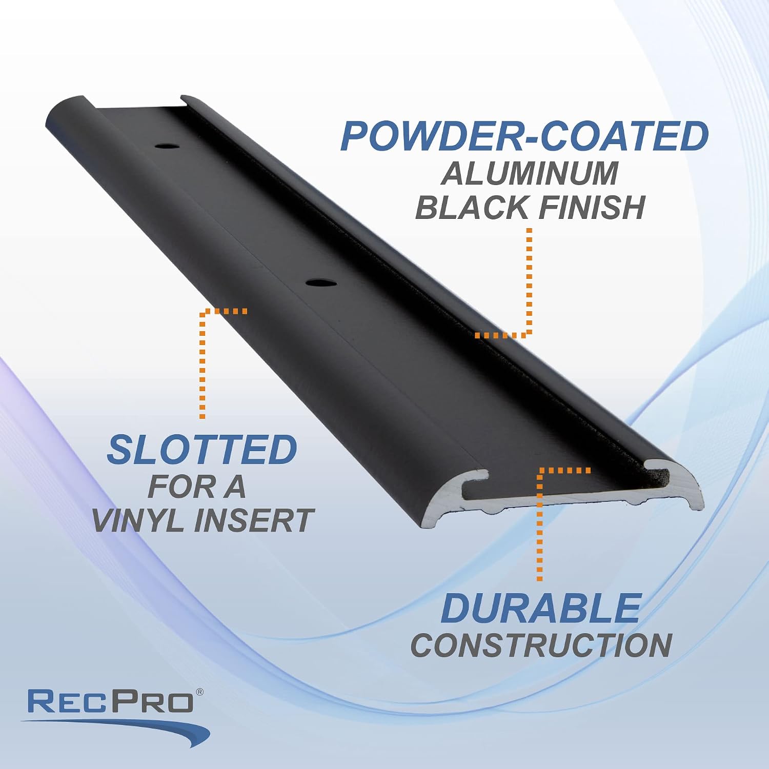 RecPro RV Insert Roof Flat Trim | Black | Aluminum | 92' Length | Made in The USA (10 Count)