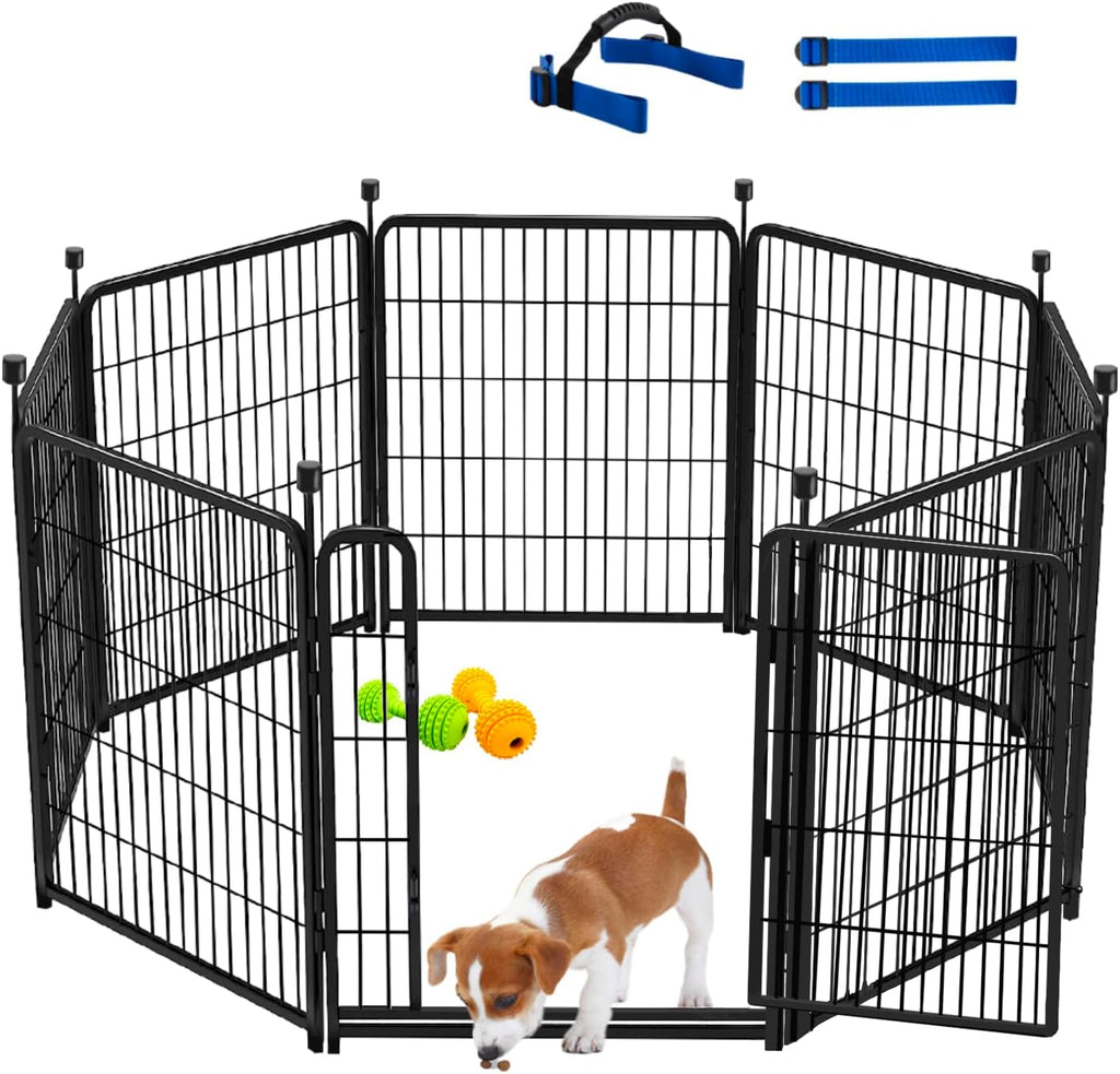 Garden Fencing 40 inch High, Dog Fence Outdoor for Yard, 21' Wide Low Threshold Gate, Fencing for Garden Beds, Garden Fence Border,Animal Barrier Fences, 8 Panels Total 17.7 Ft(L)