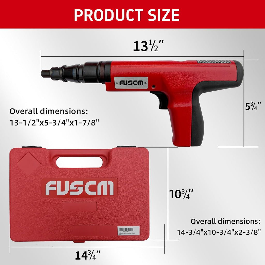 3/4' Fastener + .27 Cal Semi-Auto Powder Actuated Tool with power indicator