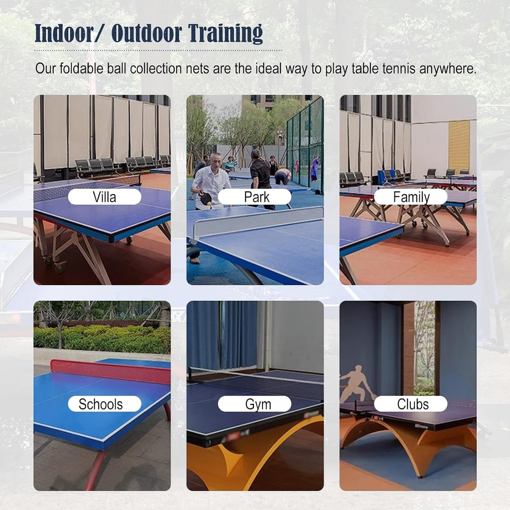 ERRULAN Large Ping Pong Practice Net with Wheels, Foldable Table Tennis Ball Catch Net Equipments for Adults & Kids, Indoor Outdoor Teen Activities - Multi-Ball Training(2m/78.74 in/6.56 ft)