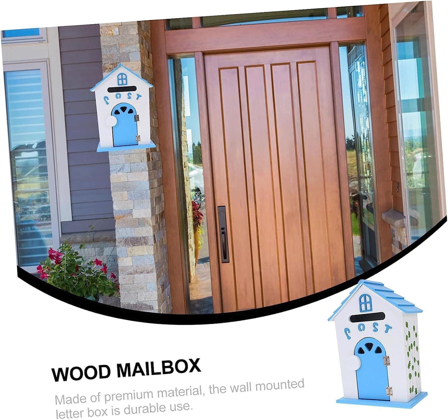 Mailbox Beautiful Mailbox Wooden Drop Box Post Box Home Decor Wall Mount Parcel Box Domestic (Blue 32 X 23.5 cm)