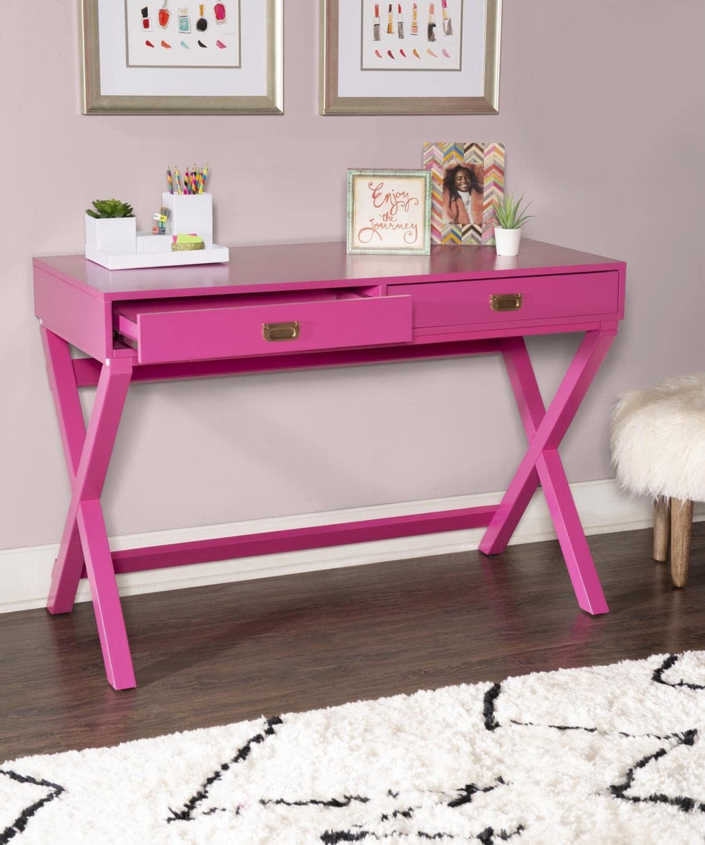 Linon PG138RSP01U Linon Home Decor Peggy Raspberry Pink Writing Desk Desk, Raspberry Pink, 44'W x 20'D x 30'H