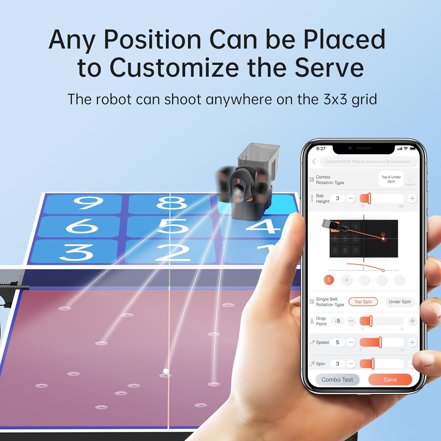 PONGBOT Table Tennis Robot: APP Control 264 Drills, Portable Ping Pong Machine with Spin/Speed Customization, 150-Ball Capacity for Solo Training & Coaching