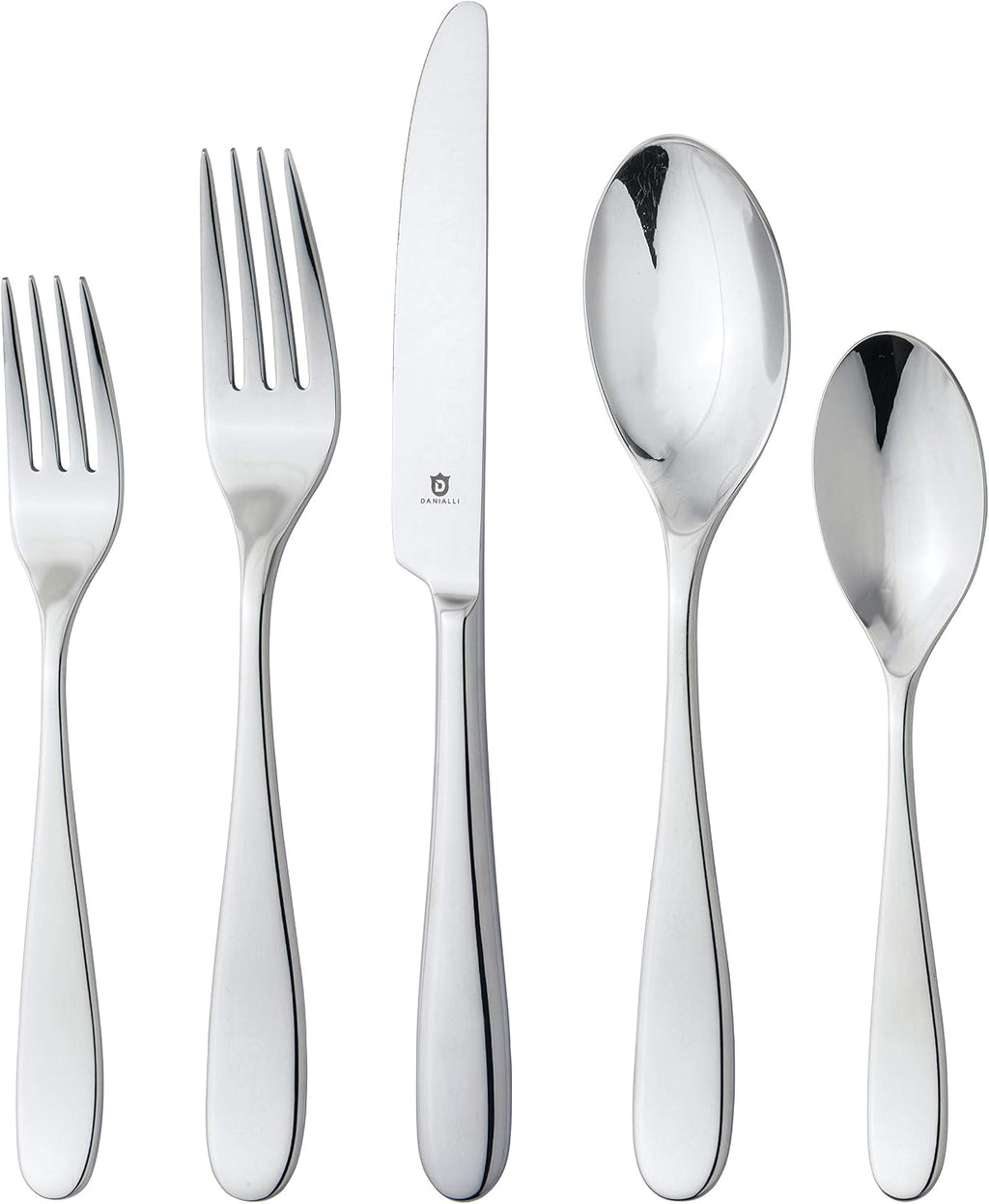 Danialli Silverware Set for 6 – 18/10 Stainless Steel Flatware, Mirror Finish, Dishwasher Safe, Durable and Balanced Utensils, Modern Tableware (30-Piece Set, Fidenza)