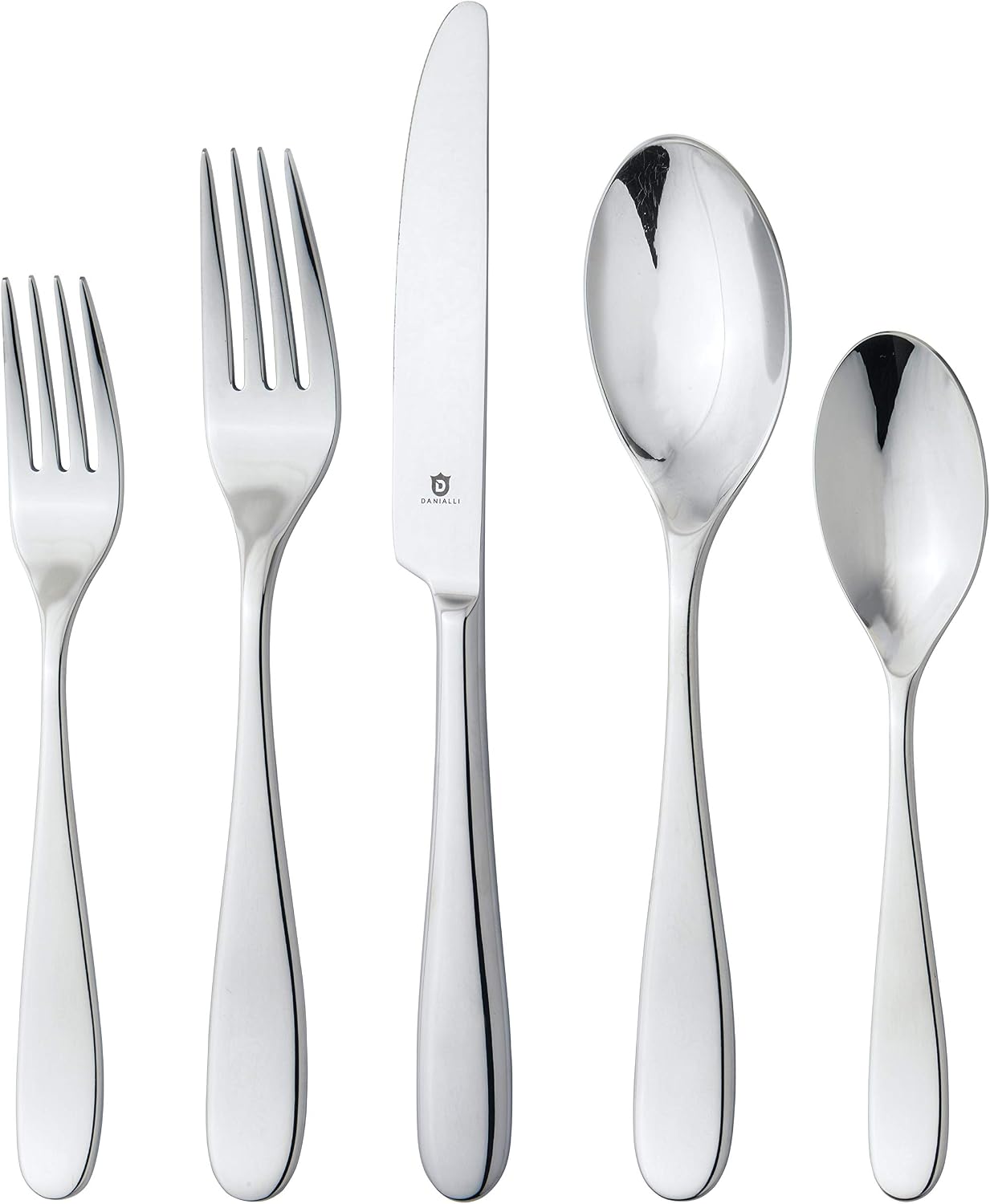 Danialli Silverware Set for 6 – 18/10 Stainless Steel Flatware, Mirror Finish, Dishwasher Safe, Durable and Balanced Utensils, Modern Tableware (30-Piece Set, Fidenza)