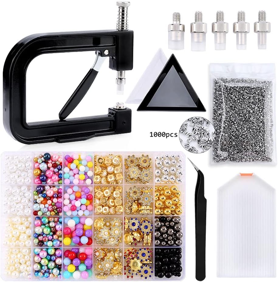 JSEIAJB Pearl Setting Machine Rivet Buttons Handmade Tools for Hats/Shoes/Clothes/Bags/Skirt DIY Accessories