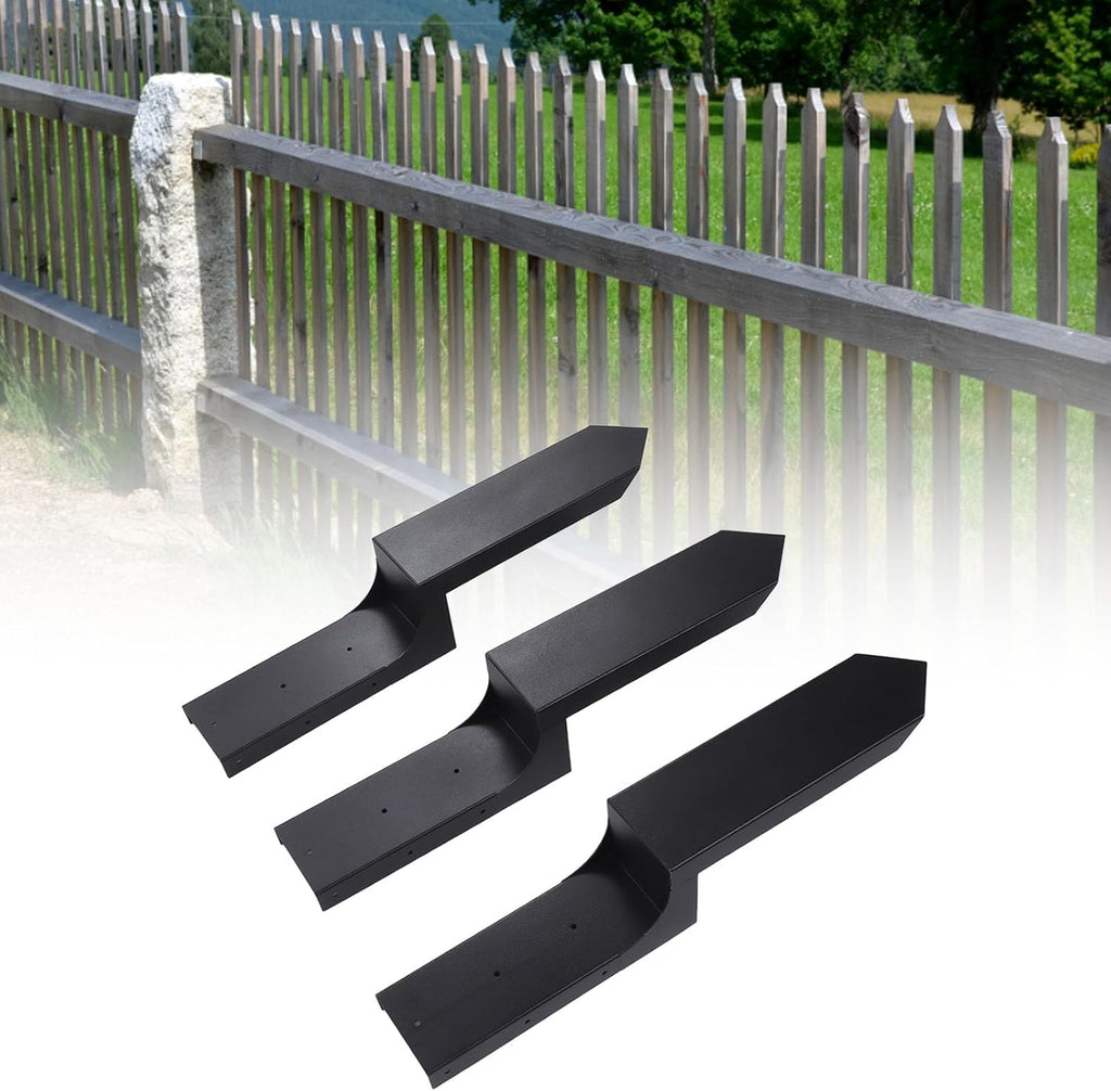 FLEXMAN 6Pcs Thickened Fence Post Repair Stakes Kit, 11+12.8 X 4.5 Steel Fence Anchor Support Ground Spike with Accessories, Heavy Duty Ground Spike for Repair Wood Fence