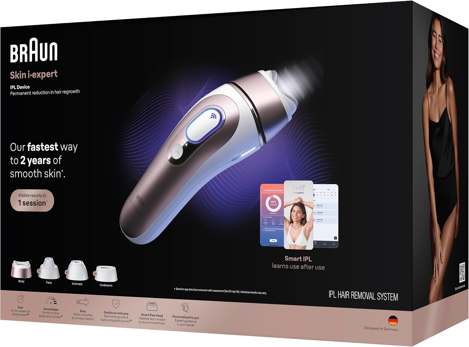 Braun Smart IPL, Skin i·Expert Pro 7, VOGUE's Best Hair Removal Device, IPL Hair Removal for Women and Men, Permanent Laser Hair Reduction At-Home, World's 1st Smart App, 4 Heads, IPL7387