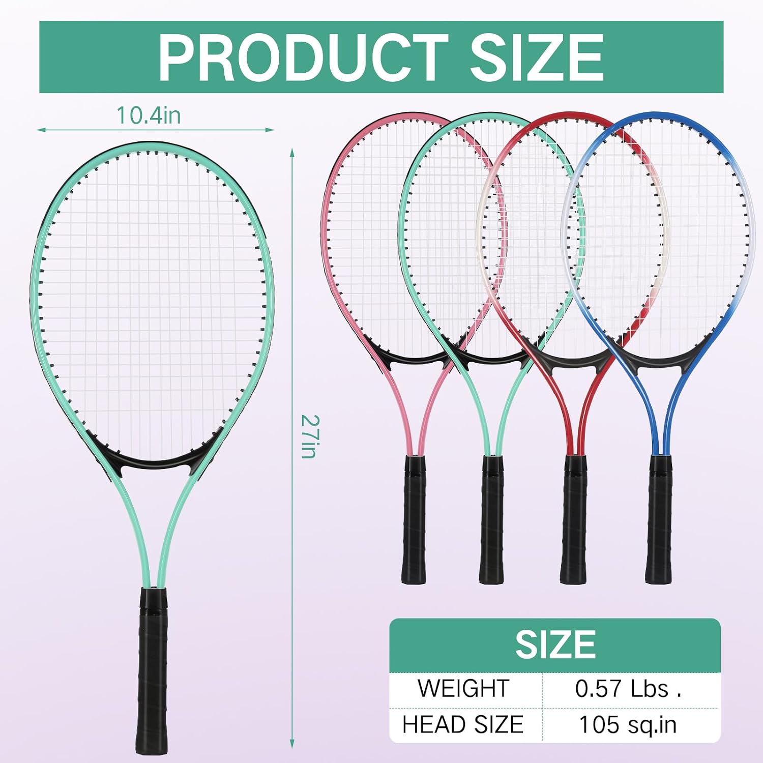 16 Pcs Tennis Rackets for Adult Recreational 8 Players 27' Tennis Racquet Bulk Lightweight Tennis Racket with 8 Tennis Balls for Training Beginners with Overgrips Carry Bag