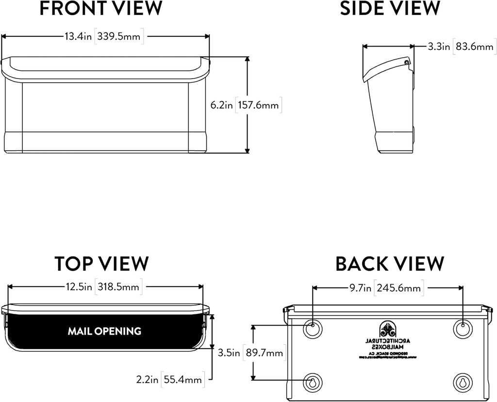 Architectural Mailboxes Cielo™ Vertical Wall-Mounted Mailbox for Outside, Rust-Resistant Galvanized Steel Metal Small Mail Box, Black (Pack of 6)