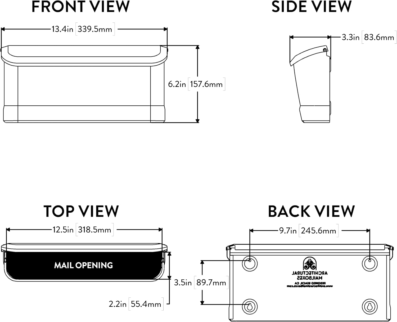 Architectural Mailboxes Cielo™ Vertical Wall-Mounted Mailbox for Outside, Rust-Resistant Galvanized Steel Metal Small Mail Box, Black (Pack of 6)