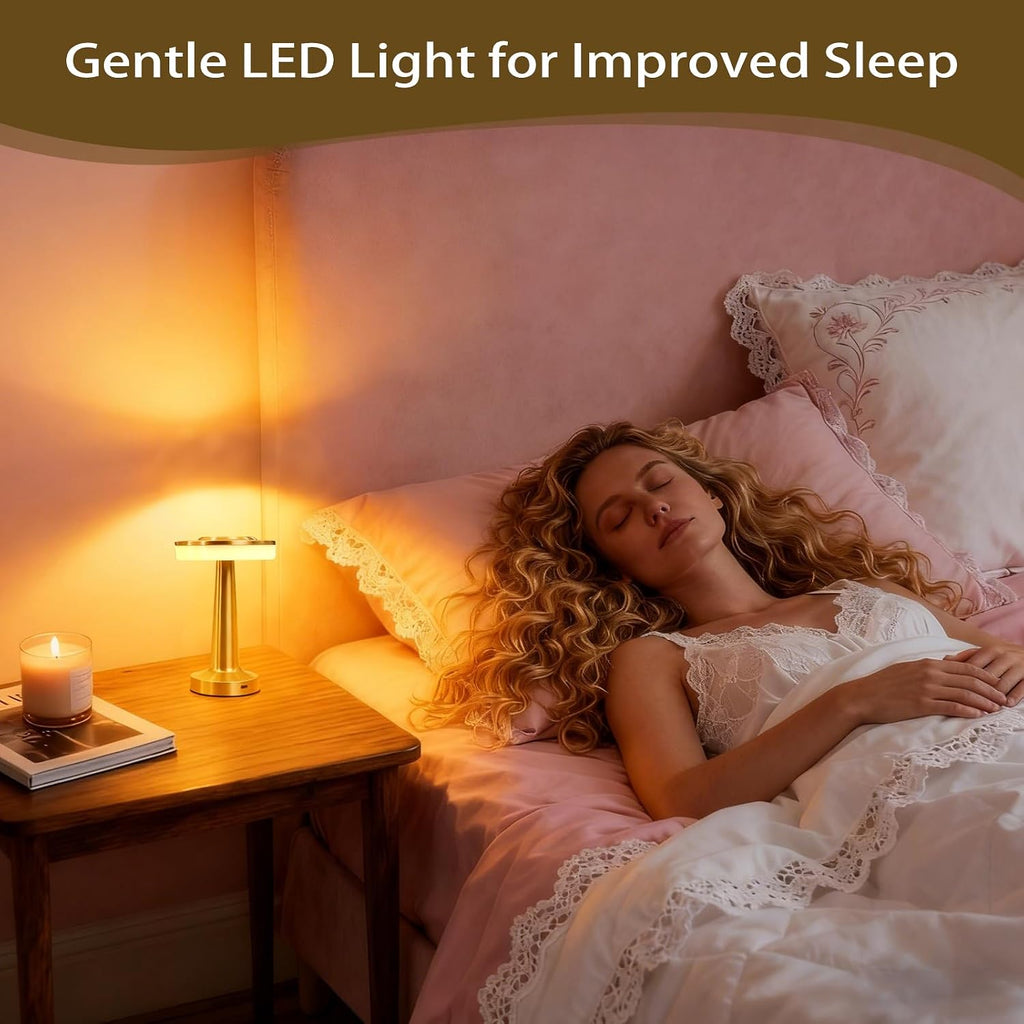 16 Pcs Gold Cordless Table Lamps with Touch Sensor Portable 3 Color Dimming up LED Table Lamp 15 Hours Rechargeable Battery Desk Light for Living Room Nursery Restaurant