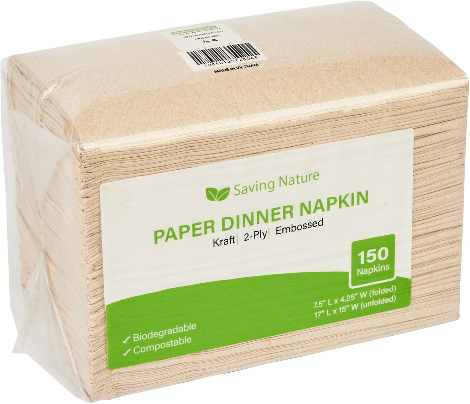 Restaurantware-Saving Nature 17 x 15 Inch Disposable Napkins For Party, 3000 Durable Restaurant Napkins - 2 Ply, With Snowflake Designs, Kraft Paper Napkin, Sustainable, For Cafes Or Homes