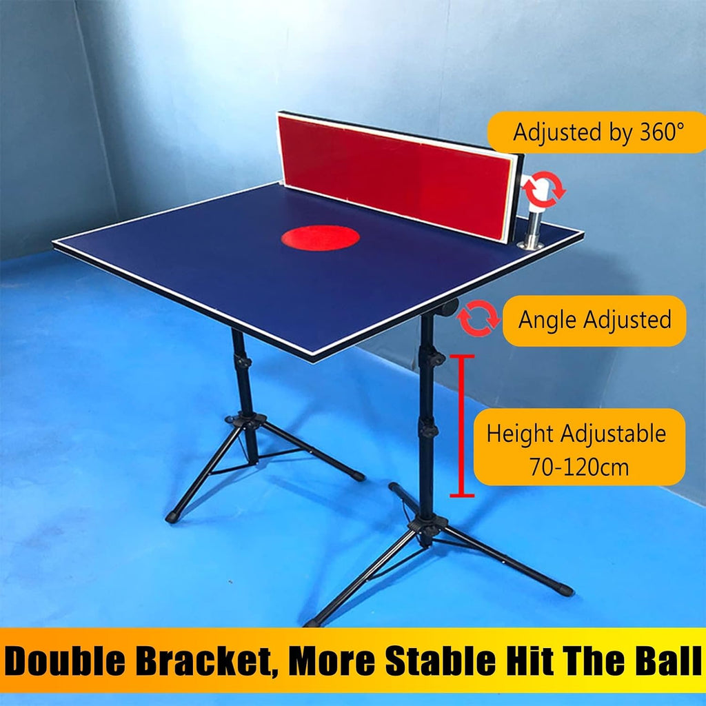 Table Tennis Self Training Equipment, Ping Pong Rebound Board with Red Rubbers for Adult Kids, Height Adjusted Ping-Pong Sparring Springback Machine with Table