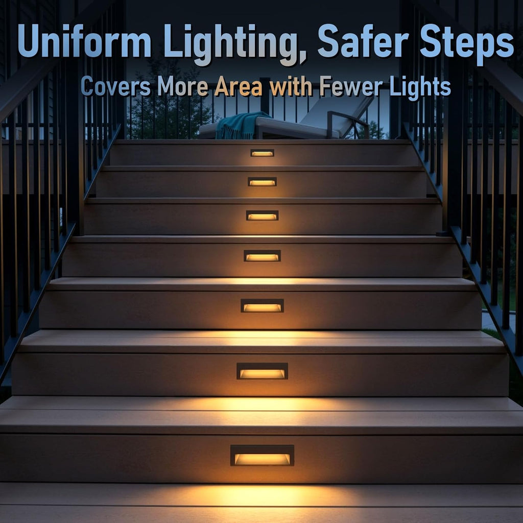 LEONLITE 10.6 Inch 5CCT LED Low Voltage Step Lights, 12–24V AC/DC 6W Surface Mount Ultra-Slim Landscape Stair Lights, IP65 Aluminum Outdoor Lighting for Decks, Hardscapes, Oil Rubbed Bronze, Pack of 6