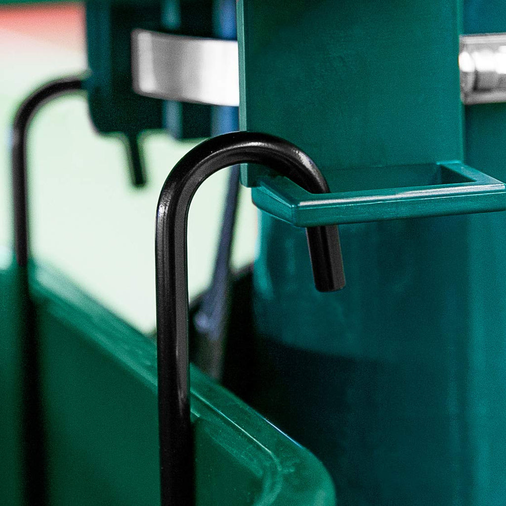 Vermont Tennis Court Trash Can & Shelf | Durable PVC with Aluminum Bracket