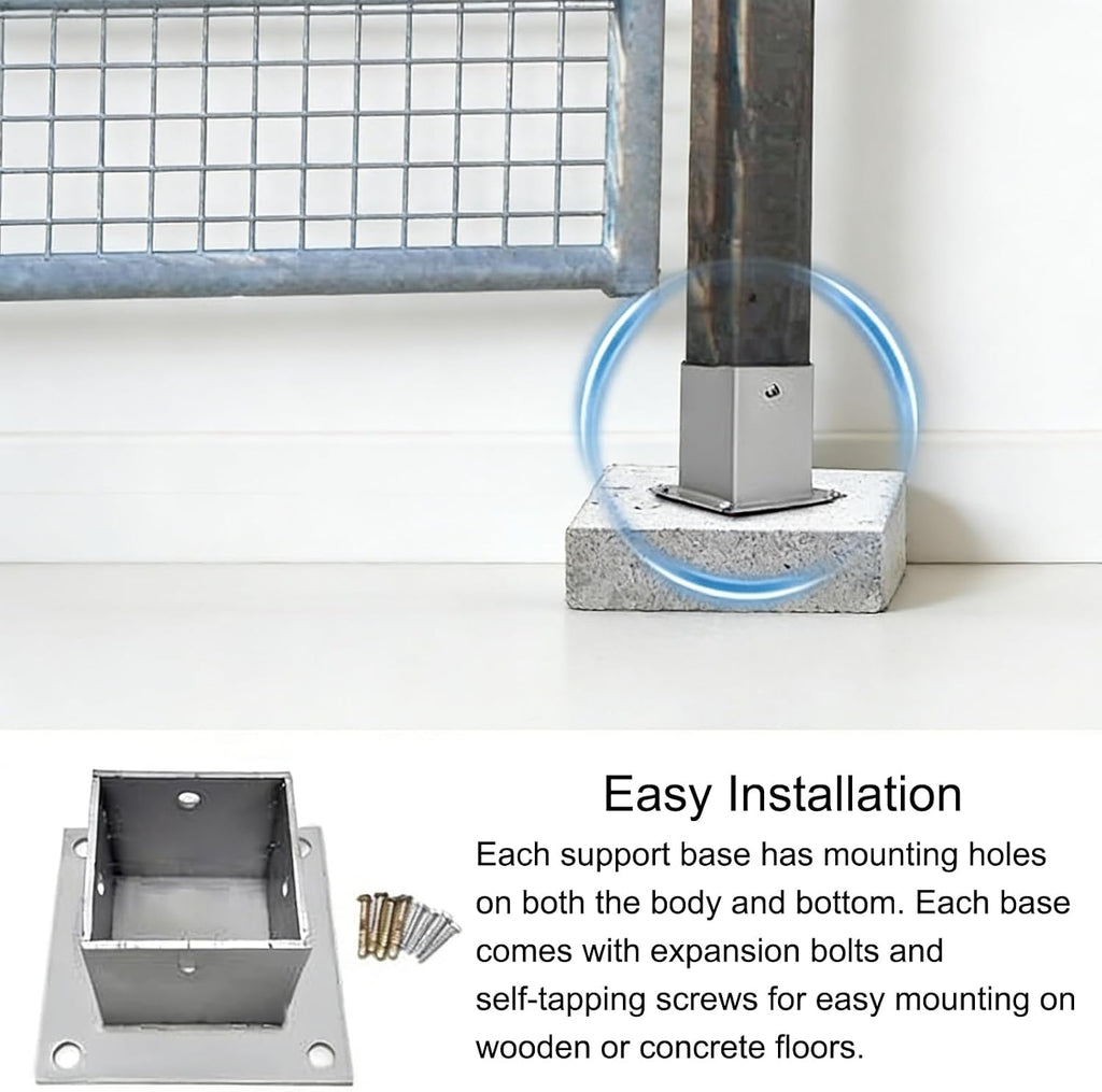Stainless Steel Post Base, Porch Pole Holder and Fence Gate Support, for Concrete Flooring, Rust-Resistant Mailbox Post Plate(2 Pcs)(2×2In/50×50Mm)