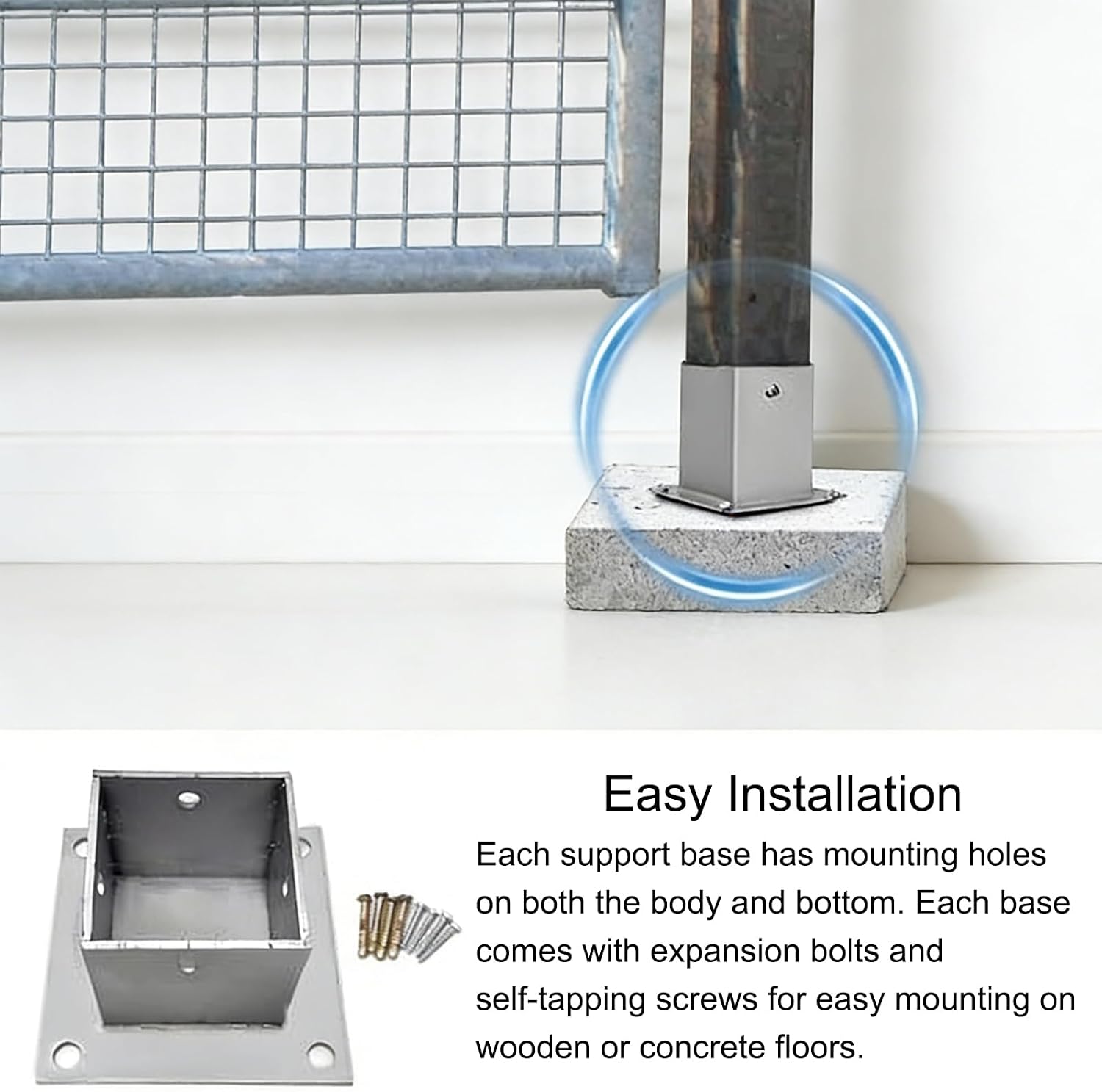Stainless Steel Post Base, Porch Pole Holder and Fence Gate Support, for Concrete Flooring, Rust-Resistant Mailbox Post Plate(2 Pcs)(2×2In/50×50Mm)