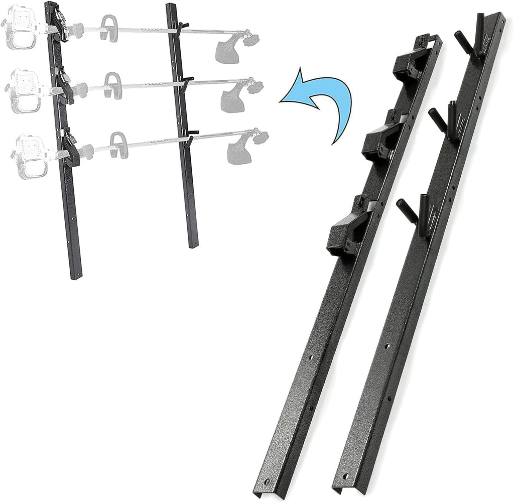 ECOTRIC 10pc 3 Place Weed Eater Rack Carrier Mount On Landscape Truck | Trailer Enclosed Trimmer Rack Holder w/Lock Pair