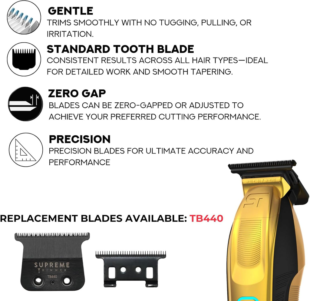 Supreme Trimmer 2-in-1 Recharge Hair Clipper & Beard Trimmer Combo | 7500 RPM, Removable Battery, Smart USB Charging Base | STC779 + ST777