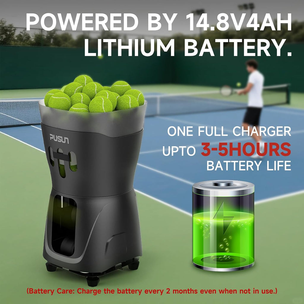 Tennis Ball Machine, PT-Mini Pro Tennis Ball Launcher for Beginner, 65+Ball Capacity, App&Remote Control, 3-5hours Battery Life, Portable Tennis Ball Throwing Equipment Indoor&Outdoor Training
