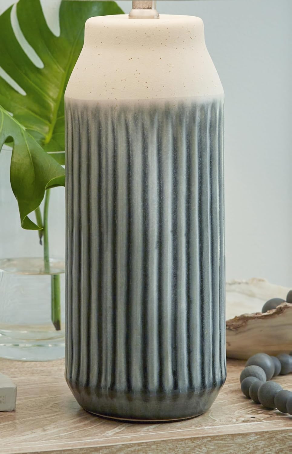 Signature Design by Ashley Afener Contemporary 26' Ceramic Table Lamp, Set of 2, Blue & Beige