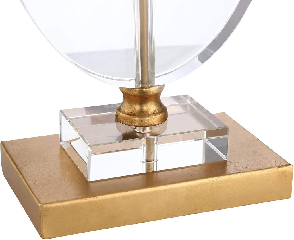 Vienna Full Spectrum Valerie Modern Glam Luxury Table Lamp 28' Tall Gold Clear Crystal Glass White Fabric Rectangular Shade for Living Room Bedroom House Bedside Nightstand Home Office Family