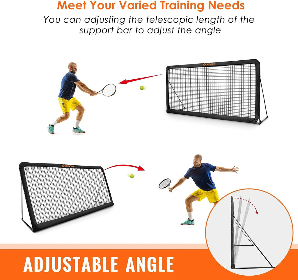 Tennis Rebound Practice Wall - 12ft x 6ft Rebounder Net for Tennis & Racquet Sports Ball & Pickleball, Training Tennises Backboard Net for Court Backyard and Indoor & Outdoor Training, Black