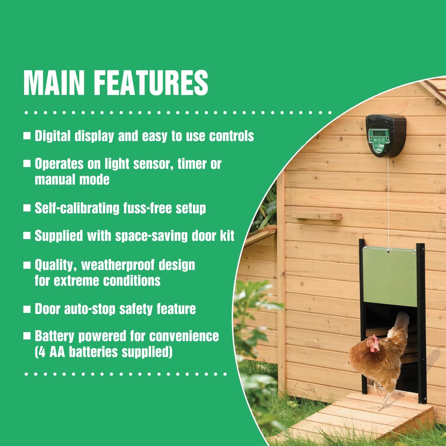 Brinsea ChickSafe Advance Automatic Chicken Coop Door Opener and Door Kit for Hen House with Programmable Timer, Digital Display, Space Saving 2-Stage Aluminum Door
