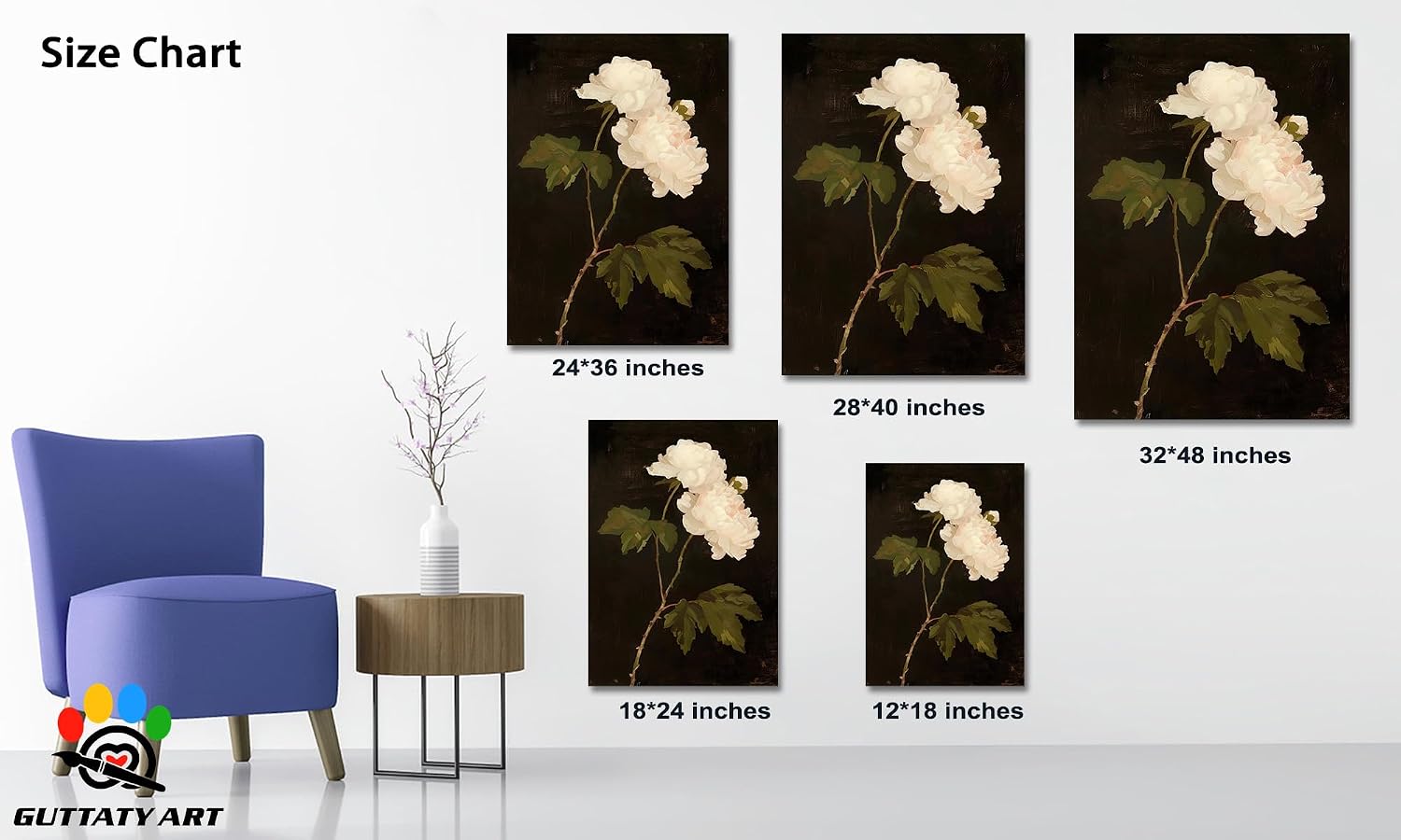 French Country Decor Wall Art, French Botanical Art Prints, Magnolia Floral Flower Wall Poster, Black and White Floral Flower Picture, Vintage Boho Style Wall Art for Living Room Office 32x48 Inch