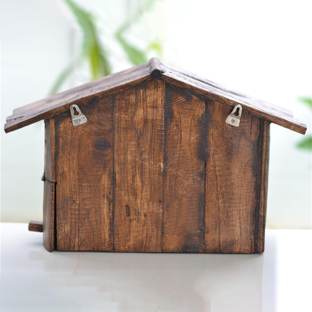 MELPHI Vintage Wall Mailbox, Wall Mounted Wooden Mailbox, Antique Style, Nostalgic Charm, Hanging Secure Post Box for Garden Outside, Coffee Shop, Rustic Farmhouse