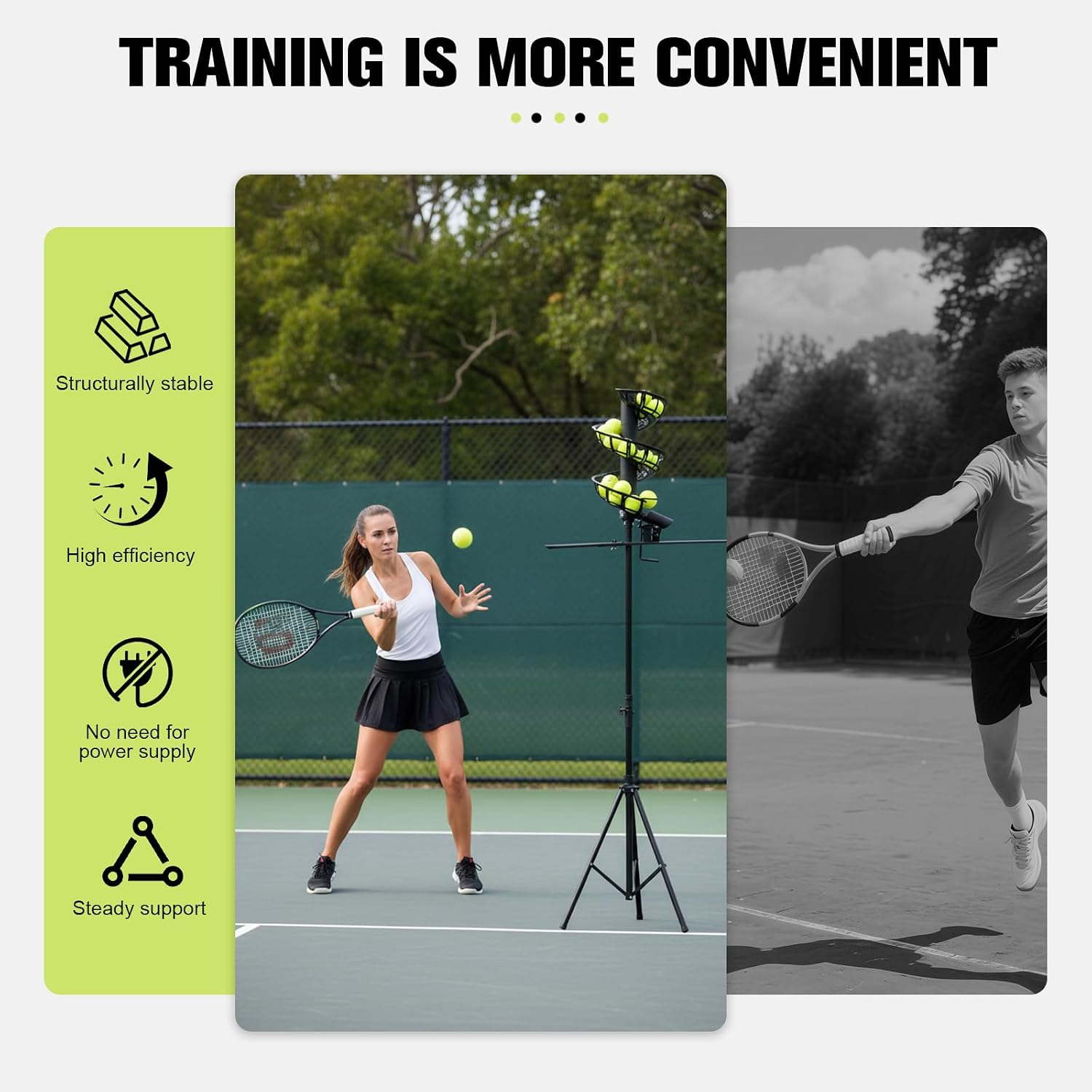 Tennis Ball Dropping Machine,Portable Tennis Ball Machine,Tennis Ball Feeder,Hold 33 Balls Throwing Height Adjustable for Beginners