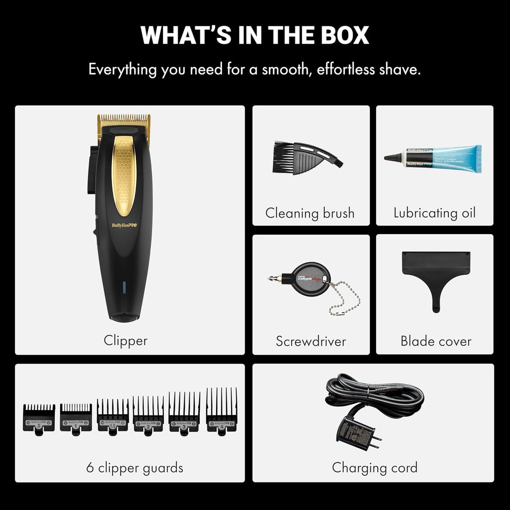 BaBylissPRO LithiumFX Cord/Cordless Lithium Ergonomic Hair Clippers for Men