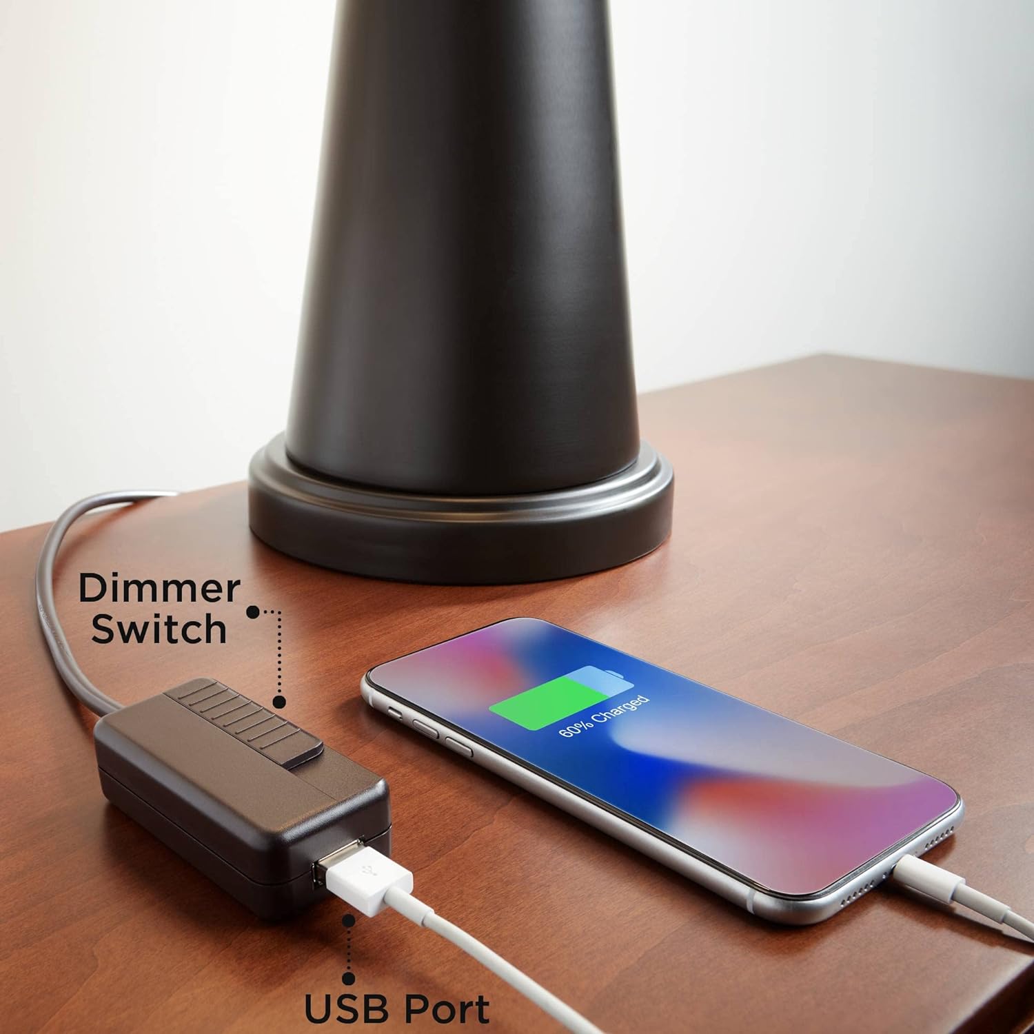 360 Lighting Marshall Modern 3-Way Table Lamp 30 1/4' Tall with Dimmer and USB Charging Port Bronze Open Window White Rectangular Shade for Bedroom Living Room Nightstand Bedside Night Stand Office
