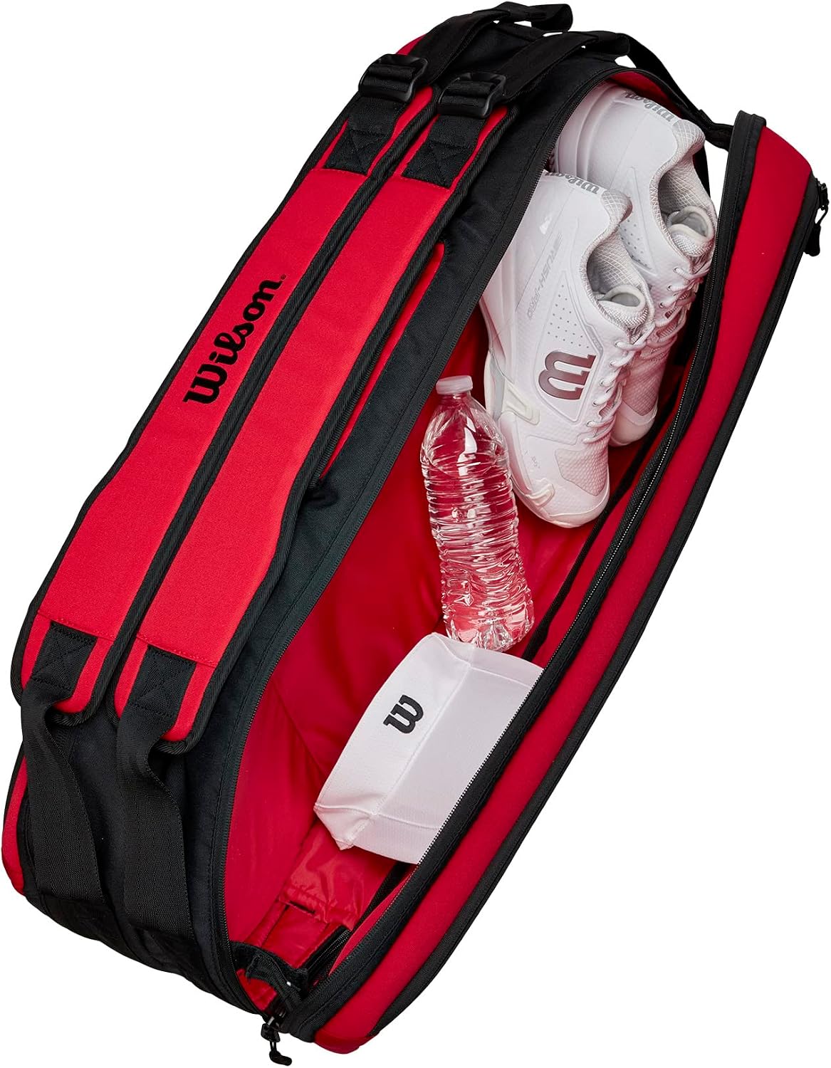 Wilson Clash V2 Super Tour Tennis Racket Bag - Red/Black, Holds up to 6 Rackets